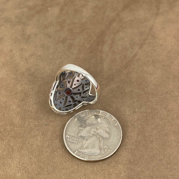 Parrty Time 1/3CT Black Sapphire & 1/3CT CZ's Pave Set in 925 Silver Ring Size 8 - Picture 5 of 5